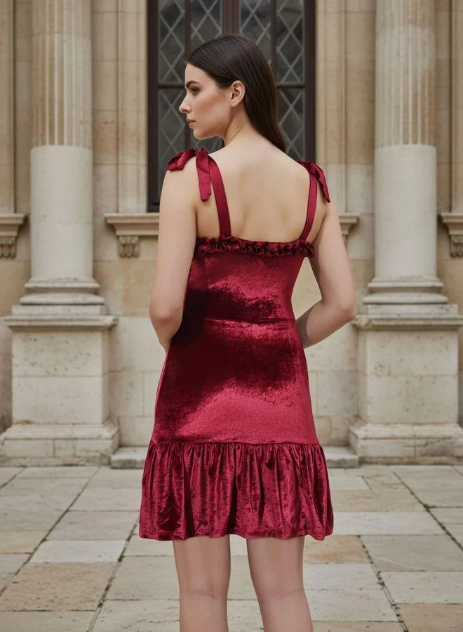 Freehand  Women Fit and Flared Solid Sweetheart Sleeveless Tiered Dress for Women | Best Price UAE